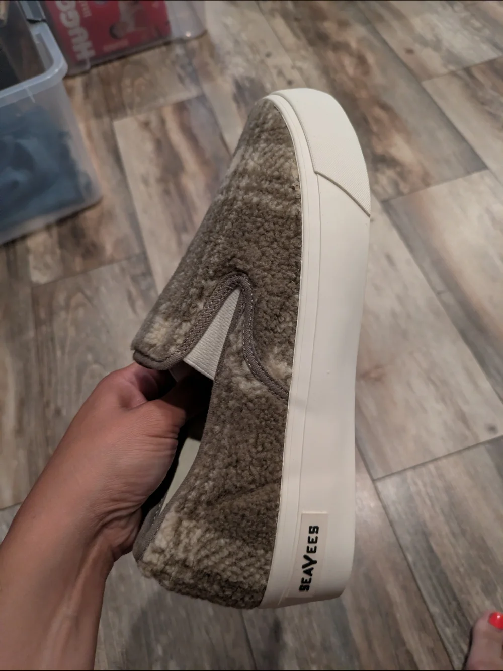 SeaVees Women's Baja Slip-On Platform Sneaker - Taupe Plaid
